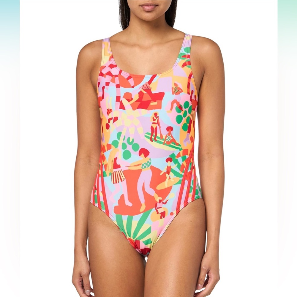 Adidas x Farm Rio Swimsuit Pearl Citrine  Teen Swimsuit  Sz XL 16